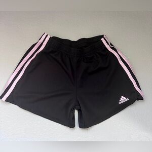 Adidas Kids Black Shorts with Pink Stripes
